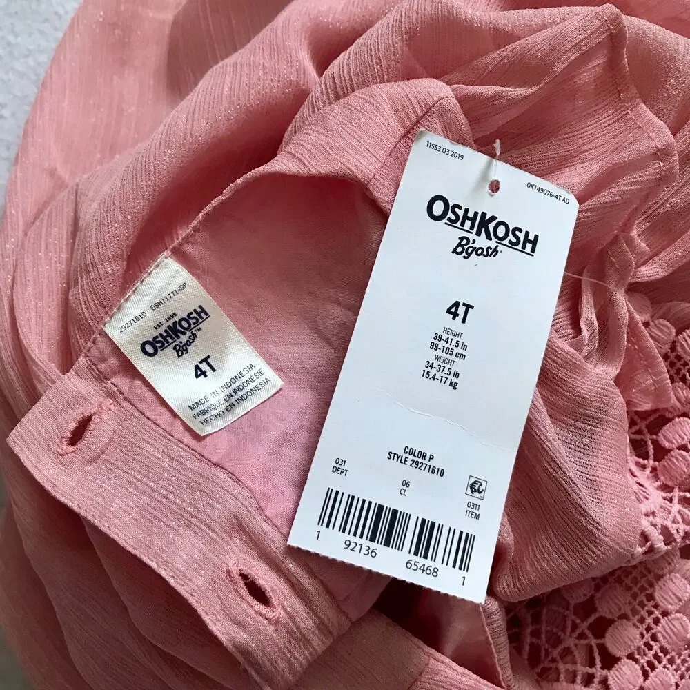 OshKosh B'gosh NWT Metallic Pink Dress Girls 4T